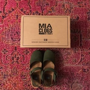 MIA Genuine Anatomisk Swedish Clogs: ABBA Bambu Green Leaf EU Size 38